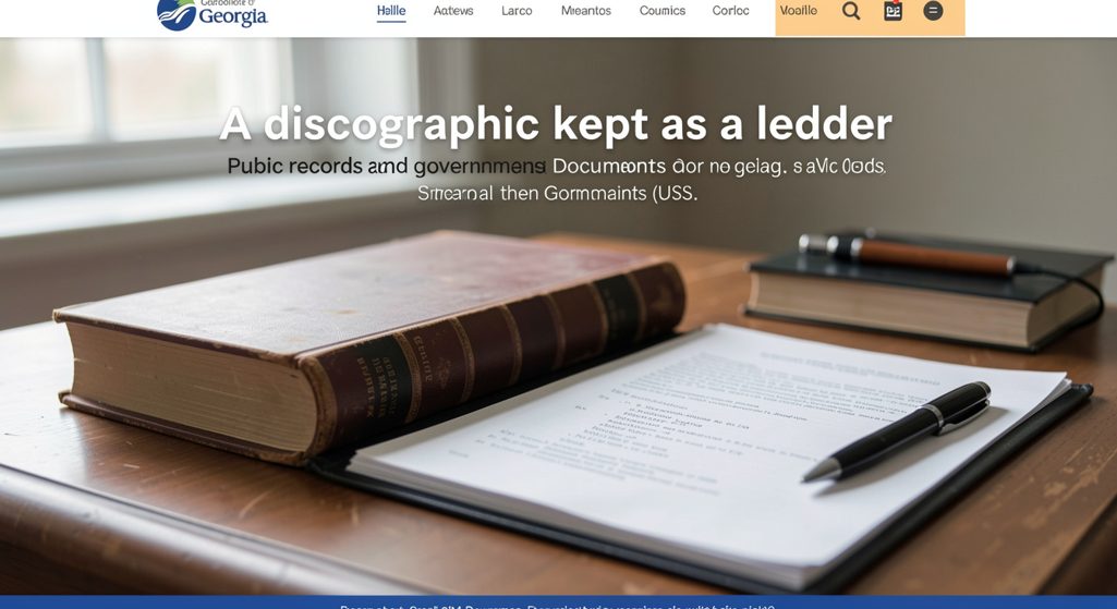 An open ledger book with ruled columns listing dates and names beside a stack of 45 rpm sleeves